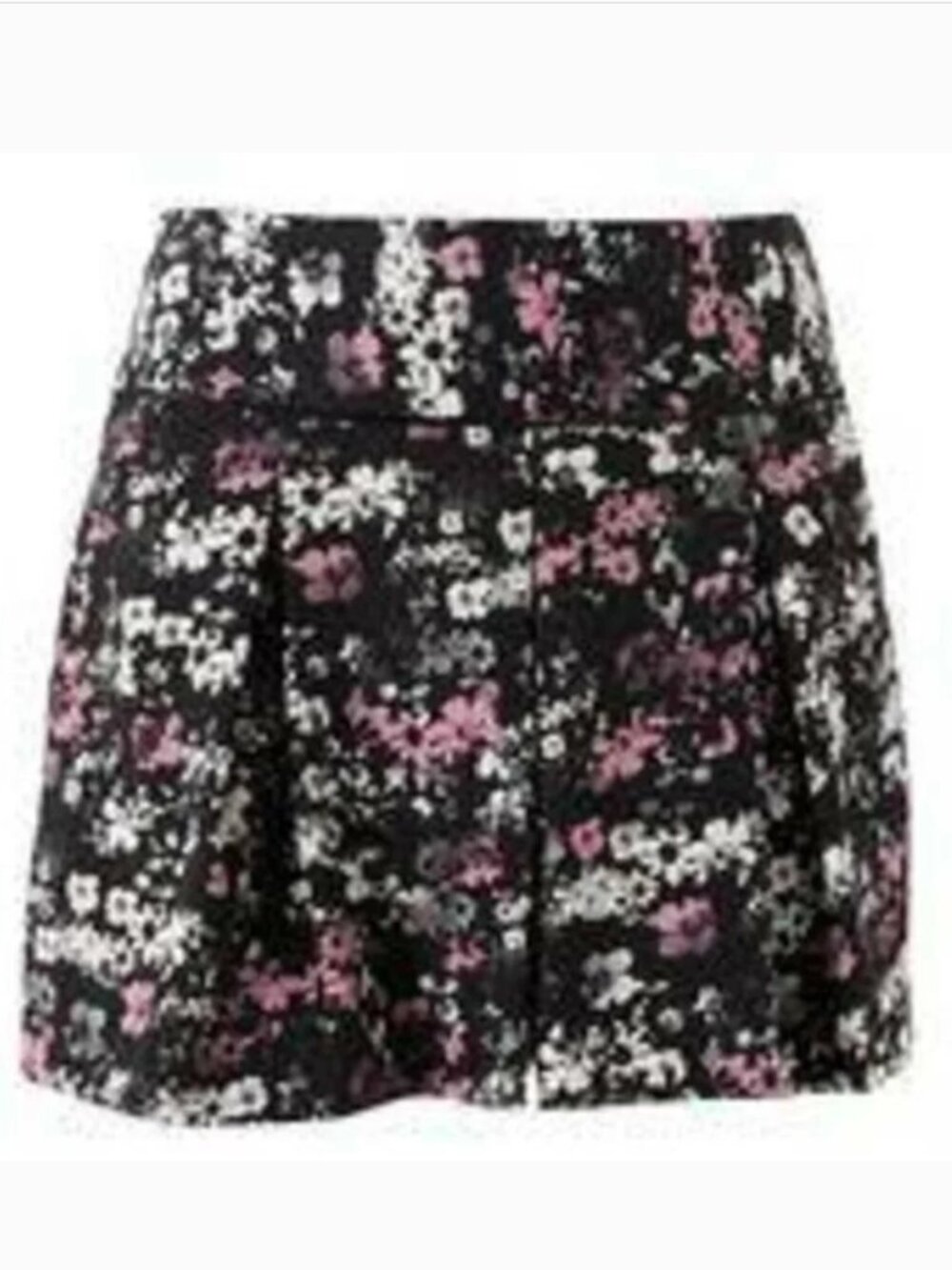 Elle Dress Shorts Womens 4 Black Floral Silk Pleated Midrise Wide Waist